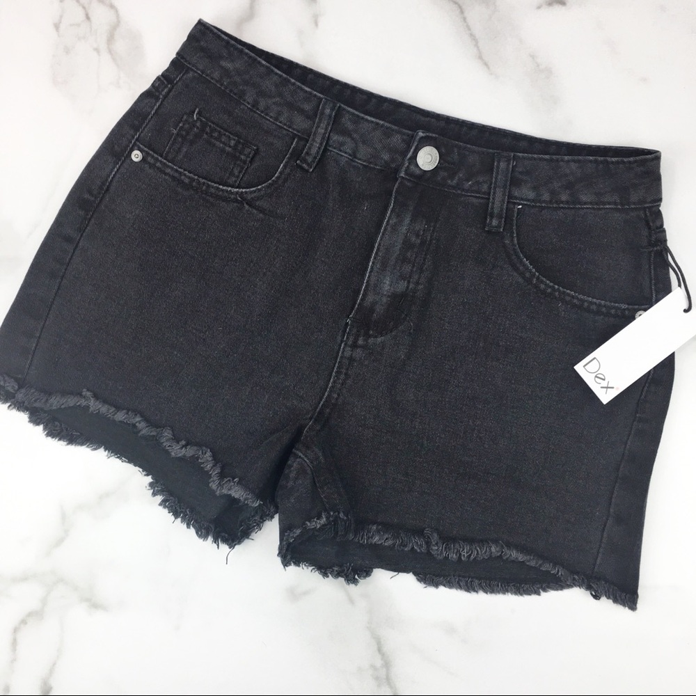 Dex Cut Off Denim Shorts NWT Black